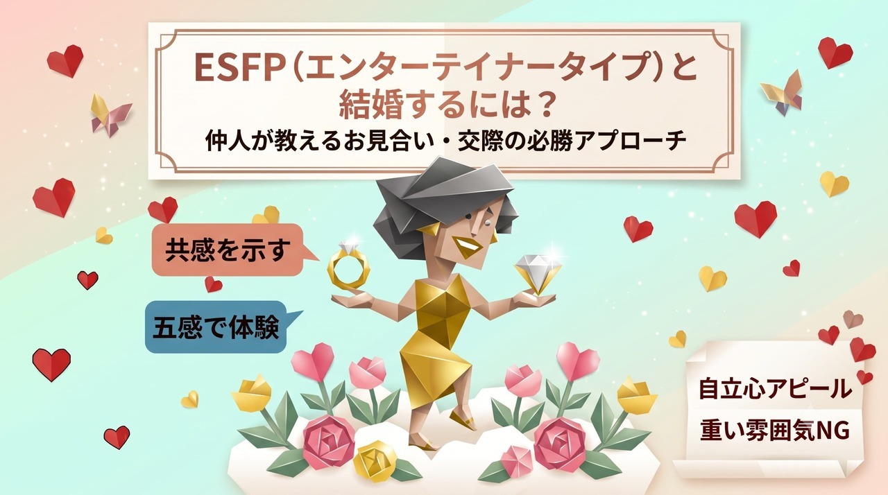 ESFP（エンターテイナータイプ）と結婚するには？仲人が教えるお見合い・交際の必勝アプローチ